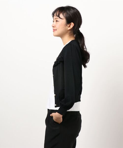 LODISPOTTO(ロディスポット)の「フルールモチーフデザインカーディガン(カーディガン/ボレロ・レディース・ホワイト/ブラック・MEDIUM)」の3枚目の写真