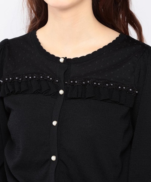 LODISPOTTO(ロディスポット)の「フルールモチーフデザインカーディガン(カーディガン/ボレロ・レディース・ホワイト/ブラック・MEDIUM)」の7枚目の写真