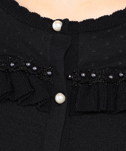 LODISPOTTO(ロディスポット)の「フルールモチーフデザインカーディガン(カーディガン/ボレロ・レディース・ホワイト/ブラック・MEDIUM)」の8枚目の写真