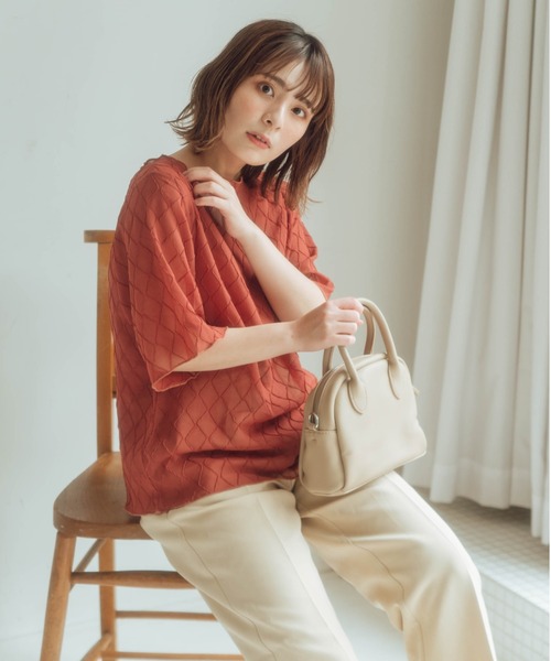 nemne store（ネンネストア）の「おめかしをする柄シアープルオーバー( キャミソール付き )（Tシャツ/カットソー・レディース・オフホワイト/オレンジ/ブルー/グリーン・フリー）」の4枚目の写真