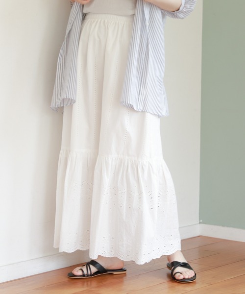 studio CLIP(スタディオクリップ)の「ナチュラルレーススカート(スカート・レディース・ブラック/オフホワイト・FREE)」の1枚目の写真