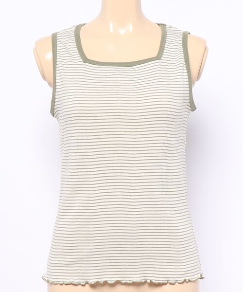 RETRO GIRL（レトロガール）の「テレコボーダータンク（タンクトップ・レディース・オフホワイト/レッド/ライトグリーン/ライトベージュ・FREE）」の15枚目の写真