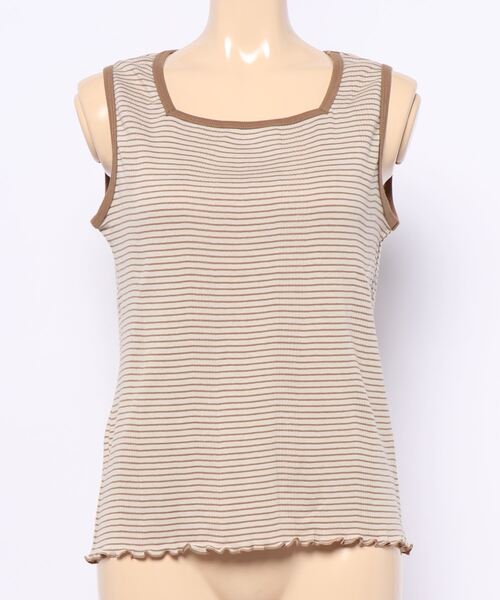 RETRO GIRL（レトロガール）の「テレコボーダータンク（タンクトップ・レディース・オフホワイト/レッド/ライトグリーン/ライトベージュ・FREE）」の16枚目の写真