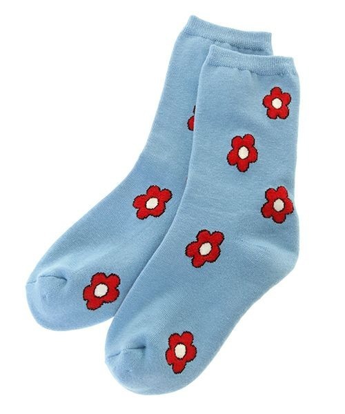 Candy Stripper(キャンディストリッパー)の「FLORAL SOCKS(ソックス/靴下・レディース・ブラック/ライトブルー/イエロー・FREE)」の2枚目の写真