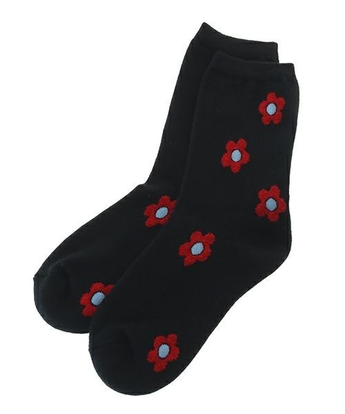 Candy Stripper(キャンディストリッパー)の「FLORAL SOCKS(ソックス/靴下・レディース・ブラック/ライトブルー/イエロー・FREE)」の1枚目の写真