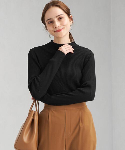 green label relaxing（グリーンレーベルリラクシング）の「ウール リブ ボトルネック プルオーバー ニット -ウォッシャブル-（ニット/セーター・レディース・ライトグレー/ブラック/グレー/ピンク/ライム/ロイヤルブルー/ダークブラウン・FREE）」の2枚目の写真