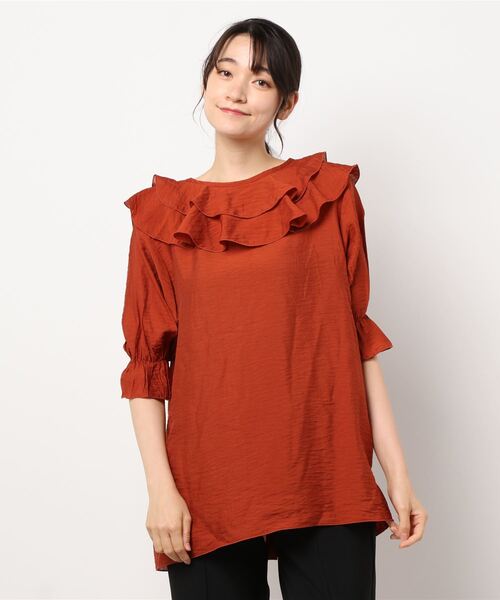 LOWRYS FARM（ローリーズファーム）の「２ＷＡＹスキッパーフリル５Ｓ　956399（シャツ/ブラウス・レディース・ホワイト/ブラック/オレンジ/その他・FREE）」の7枚目の写真