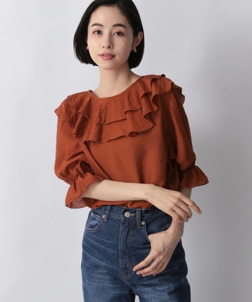 LOWRYS FARM（ローリーズファーム）の「２ＷＡＹスキッパーフリル５Ｓ　956399（シャツ/ブラウス・レディース・ホワイト/ブラック/オレンジ/その他・FREE）」の3枚目の写真