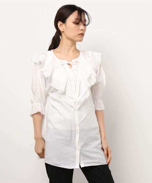 LOWRYS FARM（ローリーズファーム）の「２ＷＡＹスキッパーフリル５Ｓ　956399（シャツ/ブラウス・レディース・ホワイト/ブラック/オレンジ/その他・FREE）」の12枚目の写真