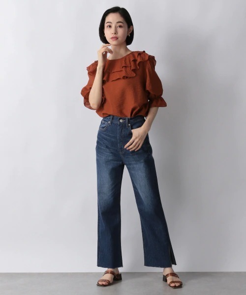 LOWRYS FARM（ローリーズファーム）の「２ＷＡＹスキッパーフリル５Ｓ　956399（シャツ/ブラウス・レディース・ホワイト/ブラック/オレンジ/その他・FREE）」の9枚目の写真