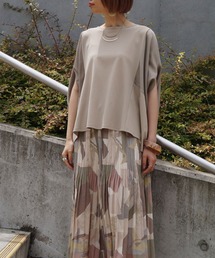 NICOLE white | 異素材使いドレーププルオーバー(Tシャツ/カットソー)