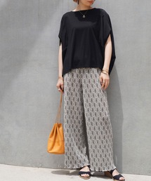 NICOLE white | 異素材使いドレーププルオーバー(Tシャツ/カットソー)