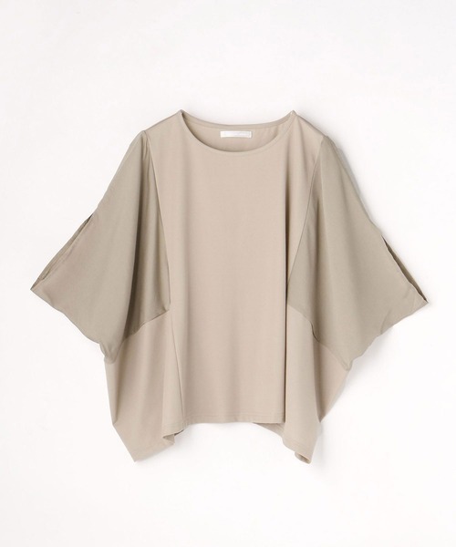 NICOLE white（ニコルホワイト）の「異素材使いドレーププルオーバー（Tシャツ/カットソー・レディース・ライトグレー/ブラック/モカ・FREE）」の5枚目の写真