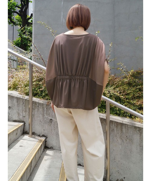 NICOLE white（ニコルホワイト）の「異素材使いドレーププルオーバー（Tシャツ/カットソー・レディース・ライトグレー/ブラック/モカ・FREE）」の15枚目の写真