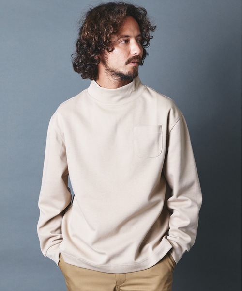 THE TWENTYSEVEN(ザ トゥエンティーセブン)の「The TWENTYSEVEN:ポンチ リラックスフィット モックネックカットソー(Tシャツ/カットソー・メンズ・ホワイト/チャコールグレー/ブラック/ベージュ・S/M/L)」の4枚目の写真