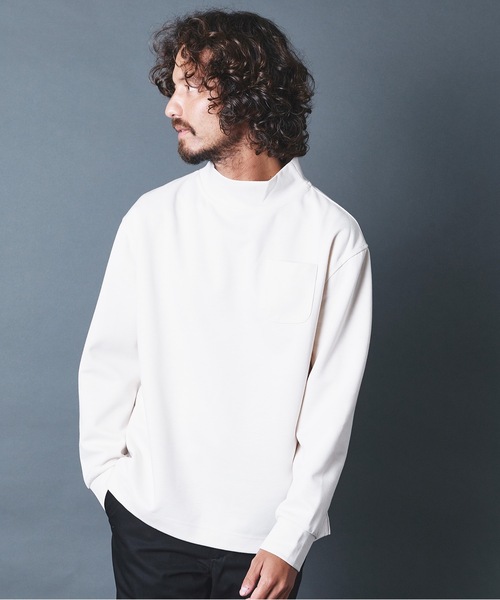 THE TWENTYSEVEN(ザ トゥエンティーセブン)の「The TWENTYSEVEN:ポンチ リラックスフィット モックネックカットソー(Tシャツ/カットソー・メンズ・ホワイト/チャコールグレー/ブラック/ベージュ・S/M/L)」の2枚目の写真