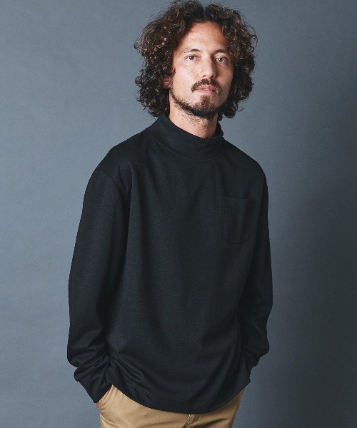 THE TWENTYSEVEN(ザ トゥエンティーセブン)の「The TWENTYSEVEN:ポンチ リラックスフィット モックネックカットソー(Tシャツ/カットソー・メンズ・ホワイト/チャコールグレー/ブラック/ベージュ・S/M/L)」の3枚目の写真