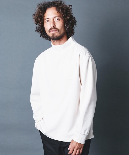 THE TWENTYSEVEN(ザ トゥエンティーセブン)の「The TWENTYSEVEN:ポンチ リラックスフィット モックネックカットソー(Tシャツ/カットソー・メンズ・ホワイト/チャコールグレー/ブラック/ベージュ・S/M/L)」の5枚目の写真