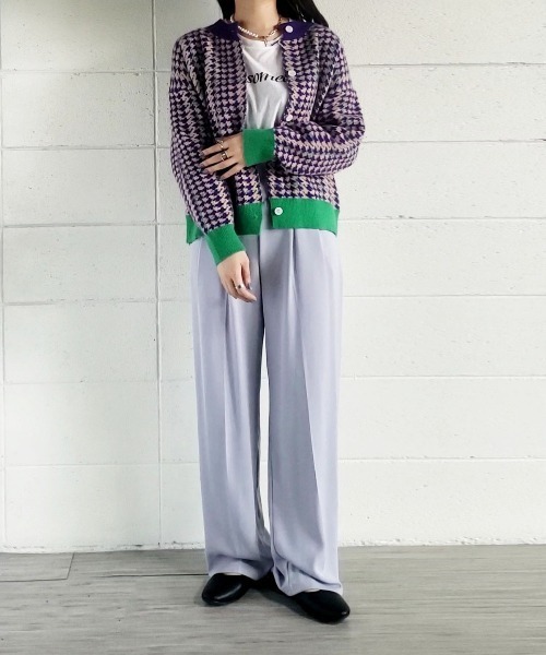 me+em select（ミームセレクト）の「PURPLE＆GREEN 千鳥格子ニットカーディガン（カーディガン/ボレロ・レディース・パープル・FREE）」の16枚目の写真
