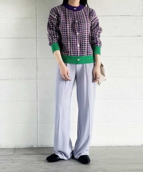 me+em select（ミームセレクト）の「PURPLE＆GREEN 千鳥格子ニットカーディガン（カーディガン/ボレロ・レディース・パープル・FREE）」の17枚目の写真