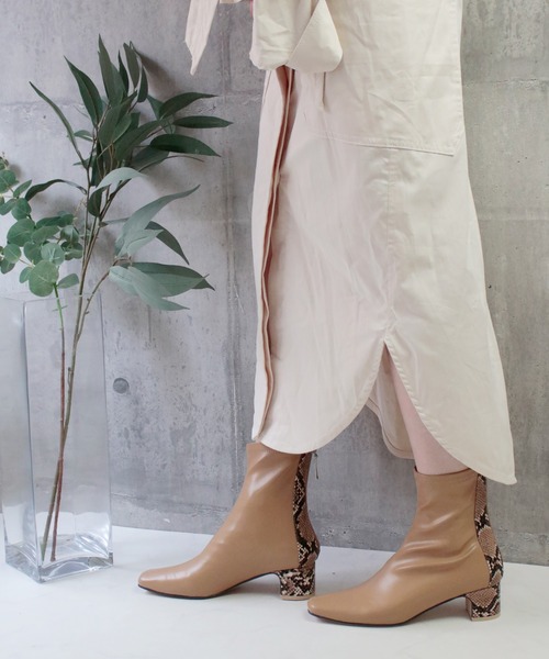 sesenta（セセンタ）の「【sesenta】ストレッチバックファスナーショートブーツ（ブーツ・レディース・ブラック/アイボリー/グリーン/ライトブラウン・S/M/L/LL）」の20枚目の写真