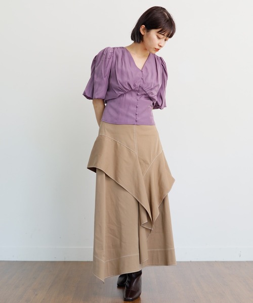 LADYMADE(レディメイド)の「ウエストコルセットバルーンスリーブブラウス(シャツ/ブラウス・レディース・ベージュ/パープル・FREE)」の10枚目の写真
