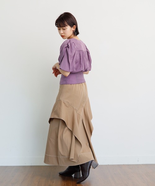 LADYMADE(レディメイド)の「ウエストコルセットバルーンスリーブブラウス(シャツ/ブラウス・レディース・ベージュ/パープル・FREE)」の9枚目の写真