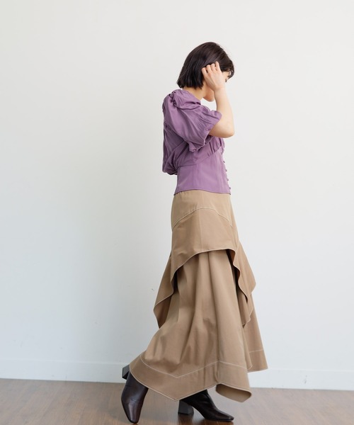 LADYMADE(レディメイド)の「ウエストコルセットバルーンスリーブブラウス(シャツ/ブラウス・レディース・ベージュ/パープル・FREE)」の8枚目の写真