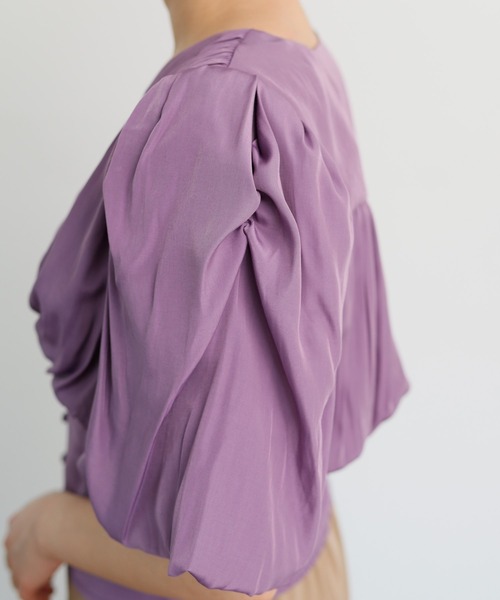 LADYMADE(レディメイド)の「ウエストコルセットバルーンスリーブブラウス(シャツ/ブラウス・レディース・ベージュ/パープル・FREE)」の6枚目の写真