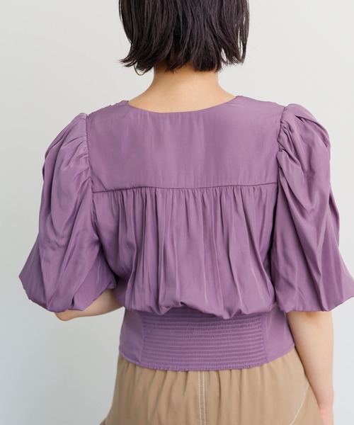 LADYMADE(レディメイド)の「ウエストコルセットバルーンスリーブブラウス(シャツ/ブラウス・レディース・ベージュ/パープル・FREE)」の5枚目の写真