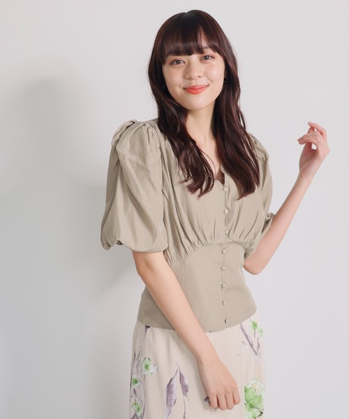 LADYMADE(レディメイド)の「ウエストコルセットバルーンスリーブブラウス(シャツ/ブラウス・レディース・ベージュ/パープル・FREE)」の14枚目の写真