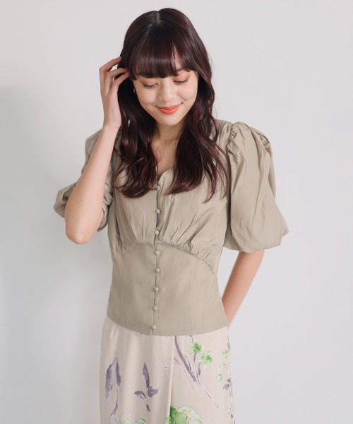 LADYMADE(レディメイド)の「ウエストコルセットバルーンスリーブブラウス(シャツ/ブラウス・レディース・ベージュ/パープル・FREE)」の13枚目の写真