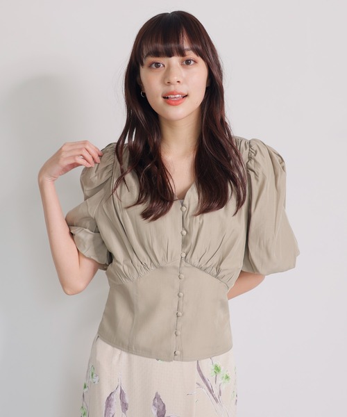 LADYMADE(レディメイド)の「ウエストコルセットバルーンスリーブブラウス(シャツ/ブラウス・レディース・ベージュ/パープル・FREE)」の12枚目の写真