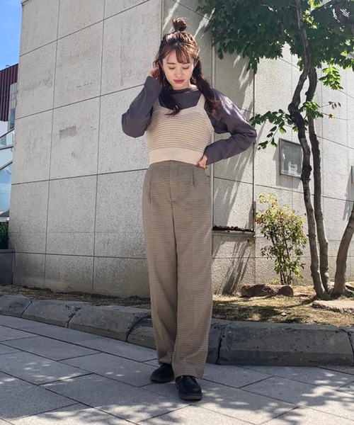 FREE'S MART（フリーズマート）の「【Sシリーズ対応】◆チェックハイウエストワイドパンツ（その他パンツ・レディース・ブラウン系その他/ベージュ系その他・SMALL/MEDIUM）」の7枚目の写真