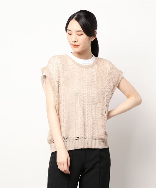 Samansa Mos2（サマンサ モスモス）の「透かしレース付ベスト（ベスト・レディース・チャコール/ベージュ/モカ・ﾌﾘ-）」の7枚目の写真