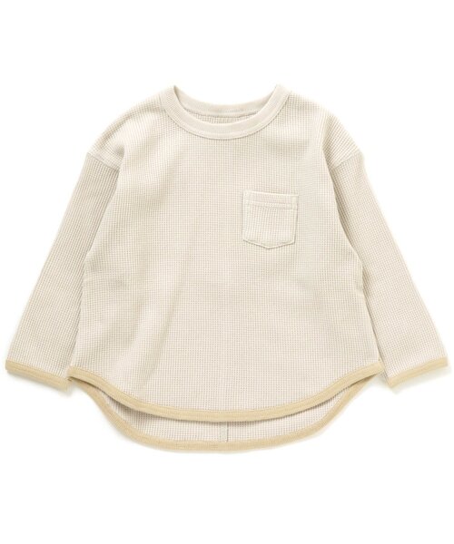 BREEZE（ブリーズ）の「WEB限定  ワッフルロゴTシャツ（Tシャツ/カットソー・キッズ・ベージュ/アイボリー/チャコール・110/120/90/80/100/70/130）」の2枚目の写真