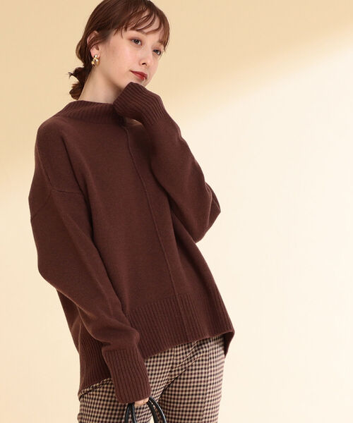 Ray BEAMS（レイビームス）の「Ray BEAMS / センターシーム ハイネック ニット（ニット/セーター・レディース・ダークブラウン/サックスブルー/オフホワイト・ONE SIZE）」の10枚目の写真