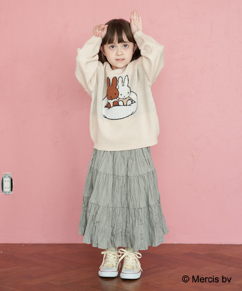 b・ROOM（ビールーム）の「シワ加工ティアードスカート（スカート・キッズ・ブルー/キャメル/グレー・110cm/90cm/130cm/100cm/120cm）」の2枚目の写真