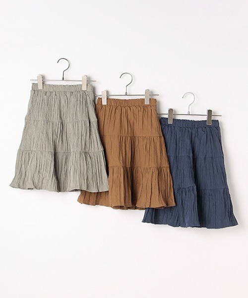 b・ROOM（ビールーム）の「シワ加工ティアードスカート（スカート・キッズ・ブルー/キャメル/グレー・110cm/90cm/130cm/100cm/120cm）」の13枚目の写真