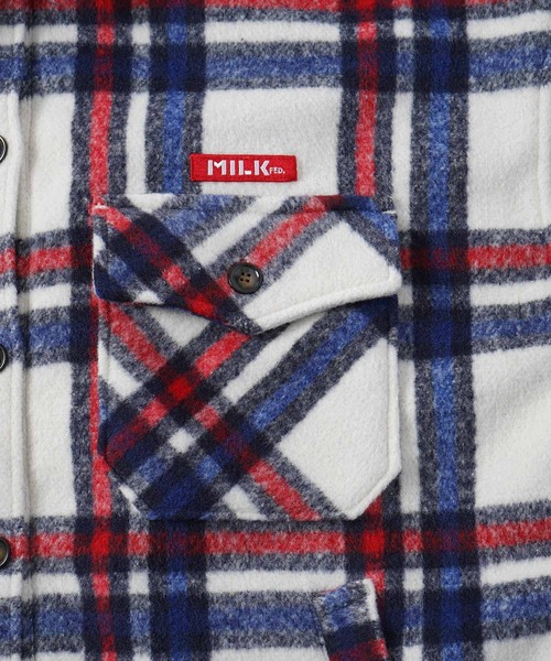 MILKFED.（ミルクフェド）の「PLAID BIG SHIRT JACKET（ブルゾン・レディース・イエロー/ホワイト・ONE SIZE）」の9枚目の写真