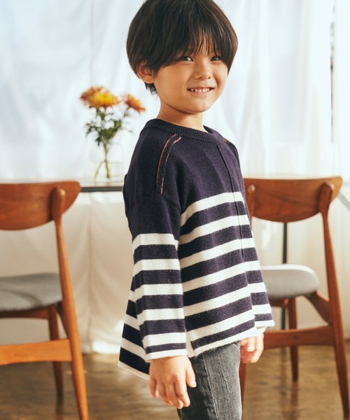 ＆yam（アンドヤム）の「チクチクしない！前後2wayもちもちニットプルオーバー【親子お揃い/リンクコーデ】（ニット/セーター・キッズ・ブラック/ベージュ/グリーン/ホワイト/グレー/ブルー・150-160cm/120-130cm/130-140cm/140-150cm/110-120cm）」の8枚目の写真