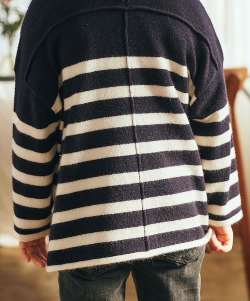 ＆yam（アンドヤム）の「チクチクしない！前後2wayもちもちニットプルオーバー【親子お揃い/リンクコーデ】（ニット/セーター・キッズ・ブラック/ベージュ/グリーン/ホワイト/グレー/ブルー・150-160cm/120-130cm/130-140cm/140-150cm/110-120cm）」の12枚目の写真