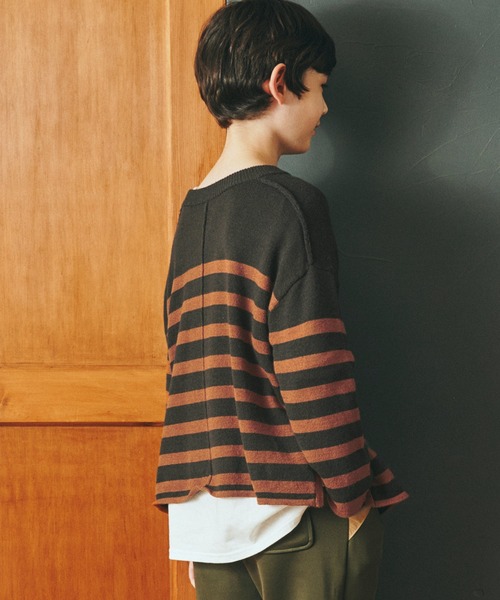 ＆yam（アンドヤム）の「チクチクしない！前後2wayもちもちニットプルオーバー【親子お揃い/リンクコーデ】（ニット/セーター・キッズ・ブラック/ベージュ/グリーン/ホワイト/グレー/ブルー・150-160cm/120-130cm/130-140cm/140-150cm/110-120cm）」の17枚目の写真