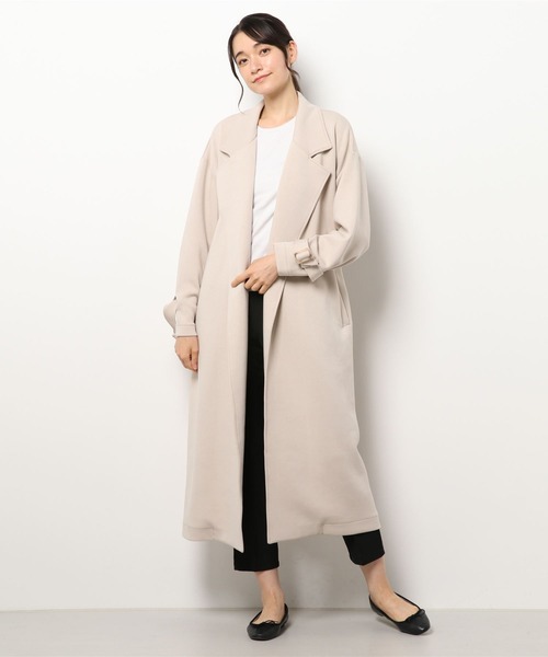DURAS（デュラス）の「美シルエットロングコート（チェスターコート・レディース・ベージュ/モスグリーン/ブルー/グレイッシュベージュ・FREE）」の3枚目の写真