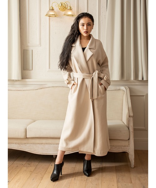 DURAS（デュラス）の「美シルエットロングコート（チェスターコート・レディース・ベージュ/モスグリーン/ブルー/グレイッシュベージュ・FREE）」の17枚目の写真