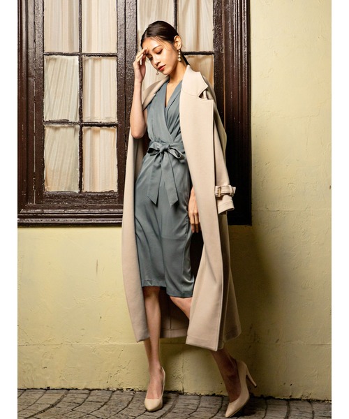 DURAS（デュラス）の「美シルエットロングコート（チェスターコート・レディース・ベージュ/モスグリーン/ブルー/グレイッシュベージュ・FREE）」の15枚目の写真