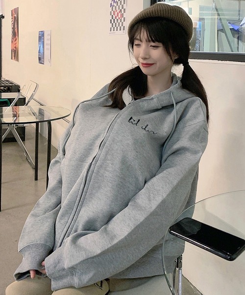 セール】ミニロゴプリント オーバーサイズ 長袖 フーディ スウェット