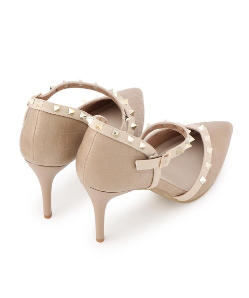 ESPERANZA(エスペランサ)の「◆【21.5cm~25.0cm/ハイヒール】スタッズ斜めストラップパンプス(パンプス・レディース・ブラック系8/ベージュ系8/ブルー系8・22.5cm/23.5cm/24.5cm/23.0cm/24.0cm/25.0cm/21.5cm/22.0cm)」の6枚目の写真