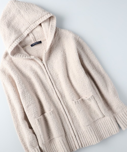 HONEYSUCKLE ROSE（ハニーサックルローズ）の「【HONEYSUCKLE ROSE】ルームウェアジップパーカー（パーカー・レディース・ホワイト×ライトピンク/オフホワイト/ピンク・L）」の2枚目の写真