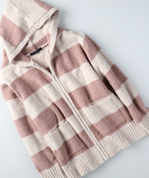 HONEYSUCKLE ROSE（ハニーサックルローズ）の「【HONEYSUCKLE ROSE】ルームウェアジップパーカー（パーカー・レディース・ホワイト×ライトピンク/オフホワイト/ピンク・L）」の3枚目の写真